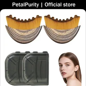 2PCS Lymphatic Drainage Face Brush | Jawline & Chin Sculpting Dry Brushing Massager | Ergonomic Facial Contour Tool for De-Puffing, Fatigue Relief & Daily Skincare Beauty Roller