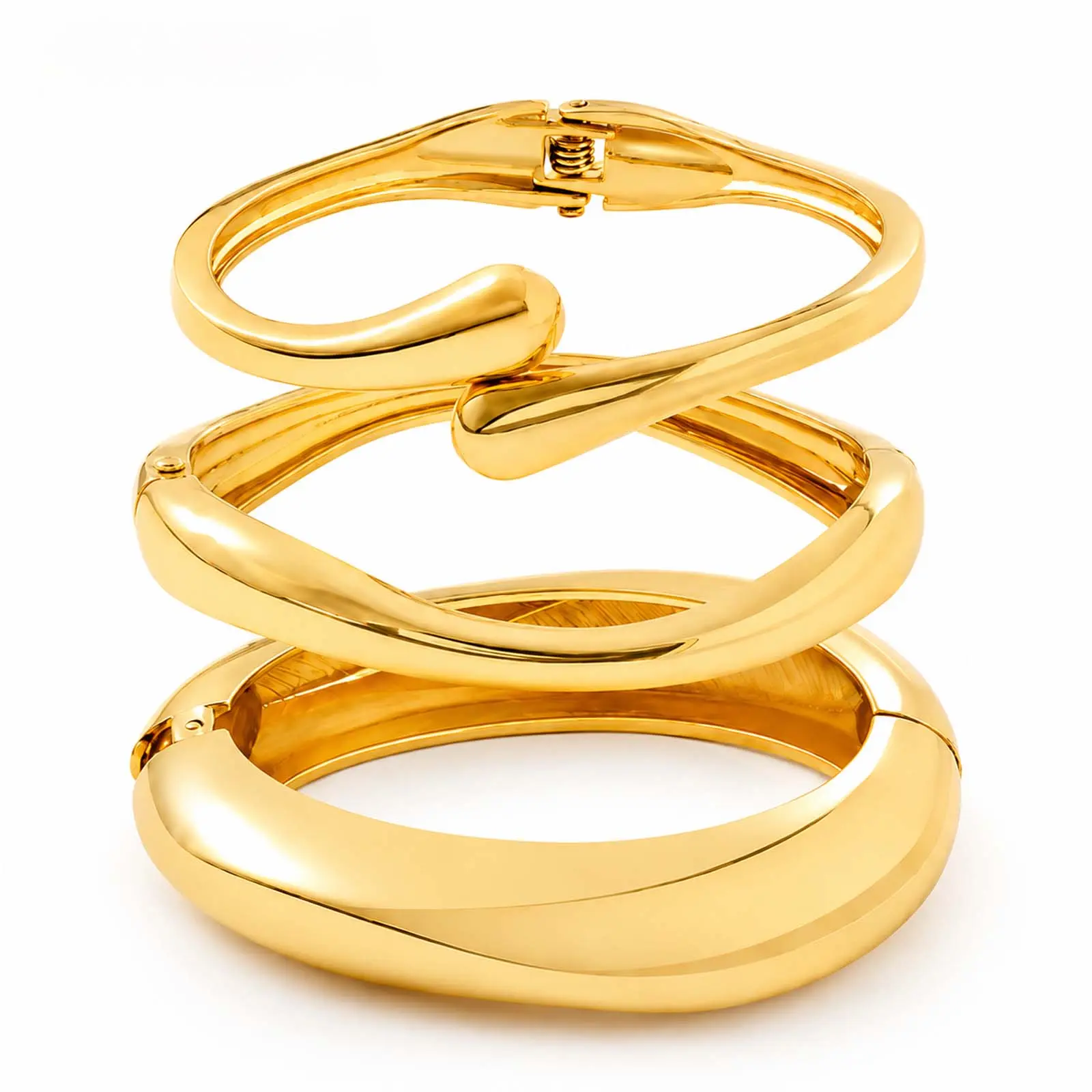 Limited Edition Instagram Trend Minimal Irregular Teardrop Hugging Bracelet 3 Set Eco-Friendly Smooth Polished Bracelets