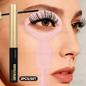 2PCS/Set Black Mascara with Mascara Protection Shield Set - Waterproof and Sweat-proof Formula, To Make Eyelashes Curled, Non-clumping, Anti-smudge, and Create Thick Eyelashes, The Perfect Valentine's Day Gift, Volume Lash, Voluminous Mascara