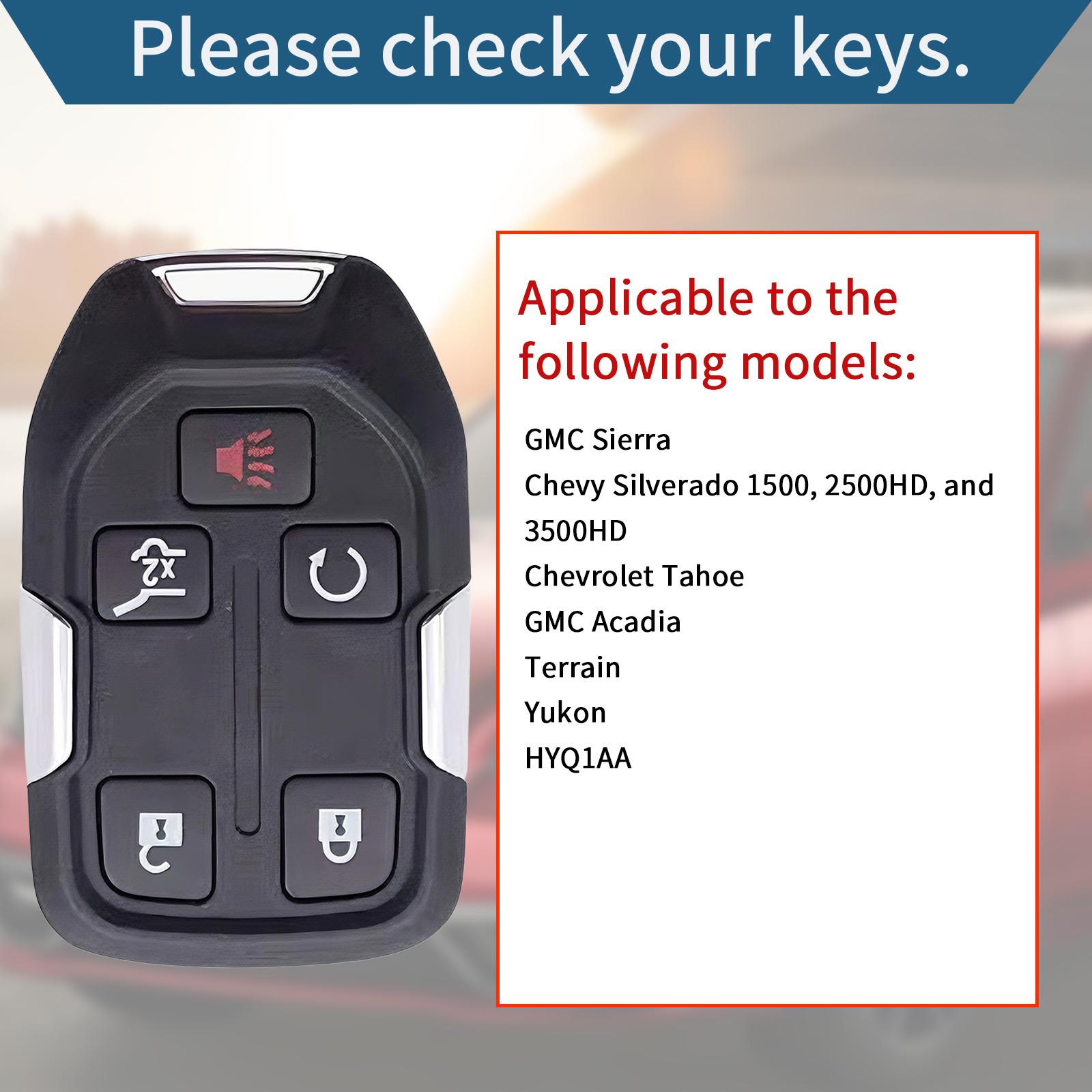 For GMC Key Fob Cover with Keychain, Key Shell Key Case Compatible with GMC Acadia Sierra Terrain and Chevy Silverado 1500 2500HD 3500HD 5-Button