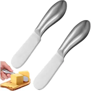 Butter Knives 2 Pieces Stainless Steel Cheese Butter Spreader Knife Set for Cold Butter, Cream Cheese,Mothers Day/Birthday/Parties/Wedding/Bridal Shower/Housewarming/Thanksgiving/Christmas