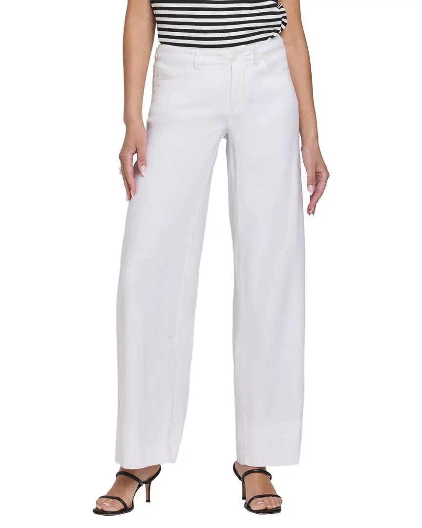NYDJ Linen-Blend Optic White Wide Leg Jean