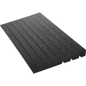 VEVOR Rubber Threshold Ramp,  2.6\" Rise Threshold Ramp Doorway, 3 Channels Cord Cover Rubber Solid Threshold Ramp, Rubber Angled Entry Rated 2202 Lbs Load Capacity for Wheelchair and Scooter
