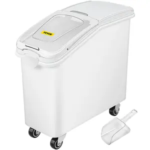 【Super Brand Day】VEVOR Ingredient Bin 21 Gallon with Scoop, 400-Cup Capacity Commercial Ingredient Bin Stackable, White Mobile Ingredient Bin for Kitchen Storage，DEALS FOR YOU