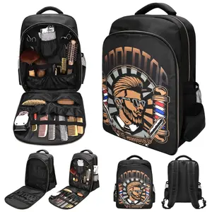 Black Portable Barber Backpack Organizer | Large Travel Bag for Hair Clippers & Styling Tools with Multiple Compartments, Unisex Adult Design, Durable Zippered Access, Professional Appearance | Organized Tool Placement, Barber Accessories