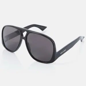 Pre-owned Saint Laurent Acetate Sunglasses Aviator Black Frame with Dark Lenses
