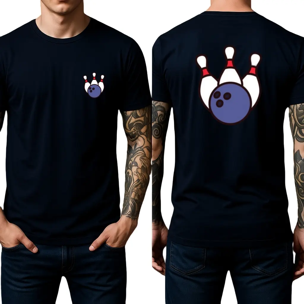 HAGBDH Two side T-Shirts - Cotton Graphic Tees with Bowling Enthusiast Ball & Pins Bowling Day,Crewneck,Casual,Men's Gifts