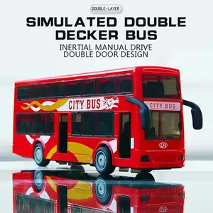 Dual-Layer Bus Toy Car, Three Color Options, Durable Material, Inertia Driving, Rotating Doors, 3+ Kids Gift, Thanksgiving & Christmas