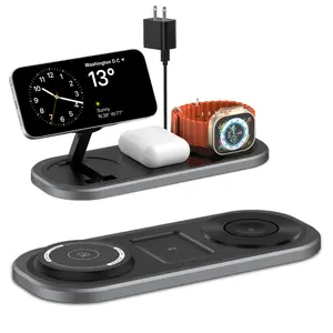 3 in 1 Wireless Charger for iPhone, Foldable Charging Station for Magsafe for iPhone 16/15/14/13/12/Pro Max/Pro/Mini/Plus, Apple Watch 10/9/8/7/SE/6/5/4/3/2/1/Ultra2/Ultra, AirPods pro/2/3/4