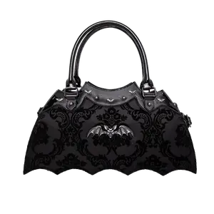 Rock Rebel DAMASK Bat Shoulder Bag in Black with Zipper Closure