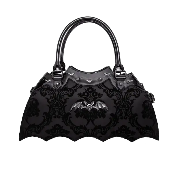 Rock Rebel DAMASK Bat Shoulder Bag in Black with Zipper Closure