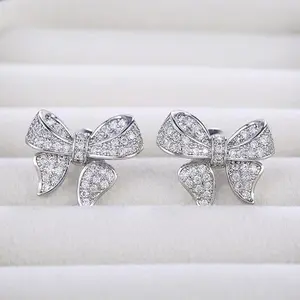 Elegant Zircon Butterfly Knot Earrings, Simple Yet Stylish Design, Perfect Gift for Women, Ideal for Daily Wear & Parties, Artificial Zircon Earrings