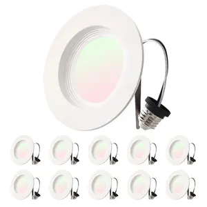 fathersdaygift VEVOR 10 Pack LED Recessed Lighting, 4 Inches, Retrofit Can Lights, 750 LM 9W 120V, Selectable 5CCT 2700K/3000K/3500K/4000K/5000K, 10 to 100 Dimmable, Compatible with E26 Base and TP24 Connector