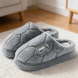 Simple and Stylish Couple's Winter Furry Home Slippers, Comfortable and Warm Men's Slippers with Elegant Plush Lining, Trendy Soft-Soled Furry Shoes for Indoor Use, Plush Velvet Floor Slippers for Home
