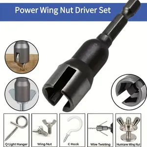 2 Piece Power Hex Nut Driver Set, Durable Iron Drill Bits and Socket Wrench, Fast Panel Nuts and Hook Tightening, Multi-Function Tool