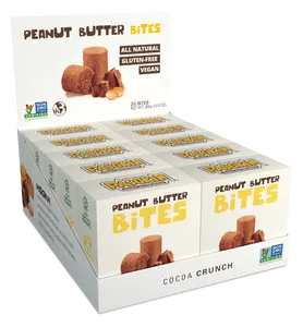 PASOKIN | Cocoa Crunch Natural Peanut Butter Bites | Kosher, Gluten Free, Vegan, Protein Snack | Crunchy and Creamy | Chocolate Pacoca Made in USA, 0.5 oz bites [20 count]