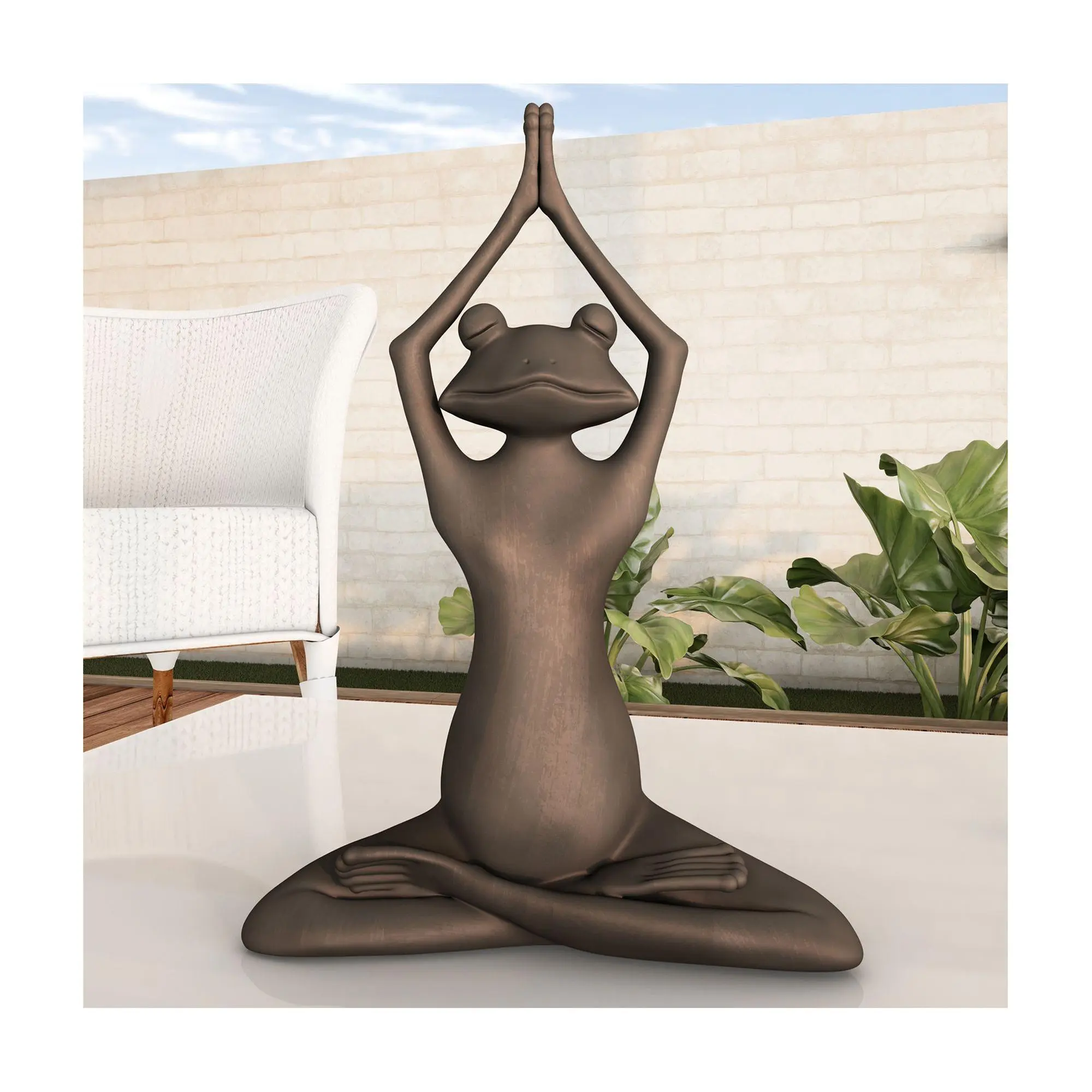 Pure Garden Stretching Frog Statue Zen Animal Yoga Figurine