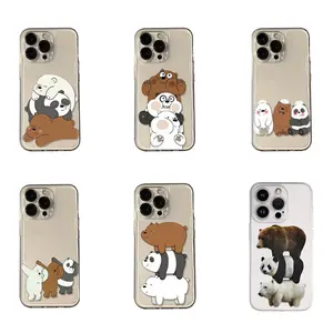 Three Bear Pattern TPU Transparent Shockproof Phone Case, Suitable for iPhone 17 16 15 14 13 12 11 and Samsung Galaxy S25 S24 S23 S22 Protective Cover