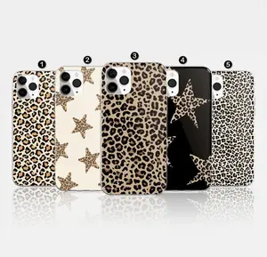 Leopard Print & Cheetah Stars Phone Case for iPhone 17 16 15 14 13 12 11 Pro Max Plus - Stylish Animal Print Protective Soft Cover
