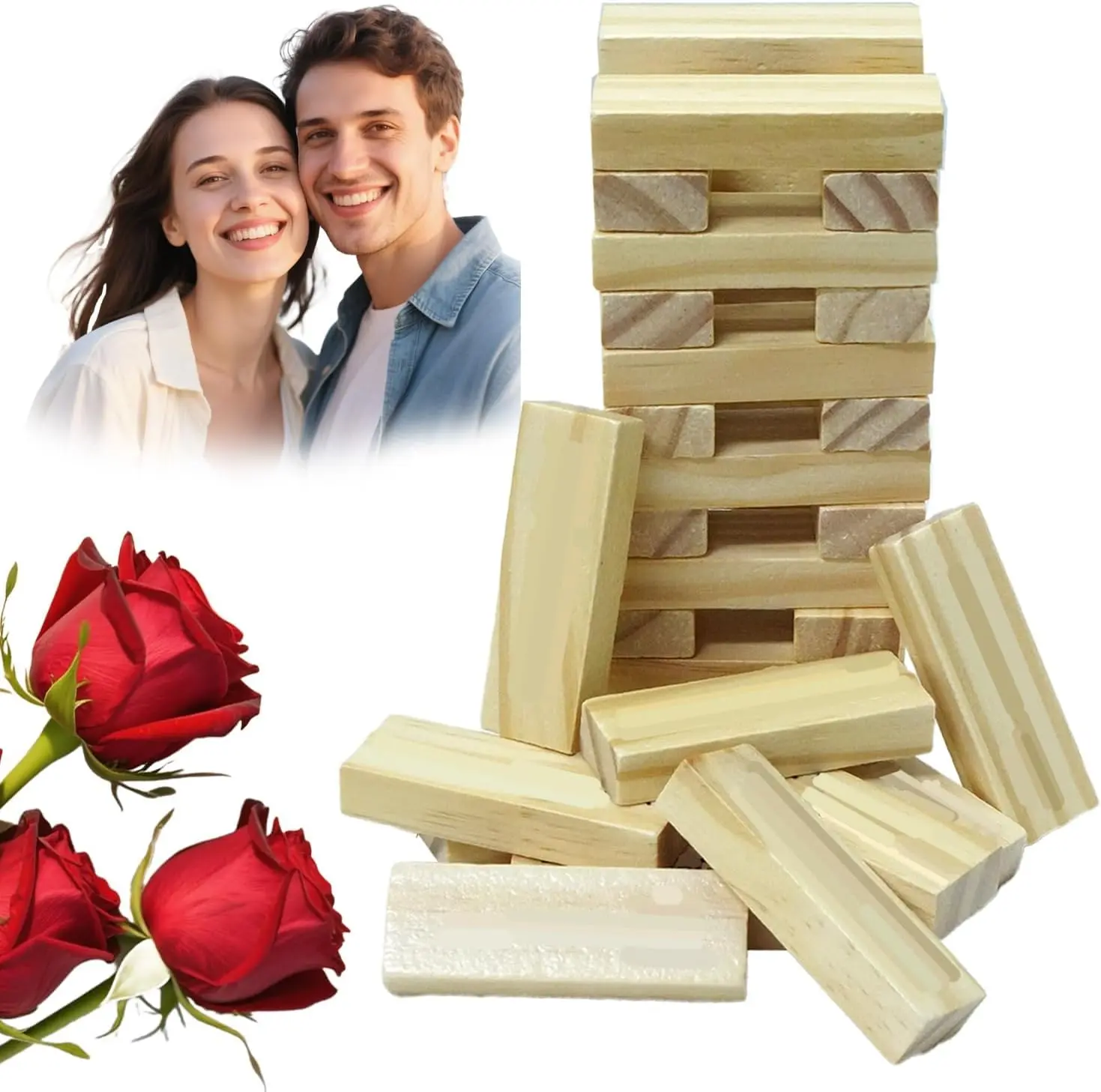 Stacking-Tower Family Fun Game - Indoor Leisure Recreation Equipment - Ideal Gift for Friends, Perfect for Parties & Valentine's Day, Building Blocks