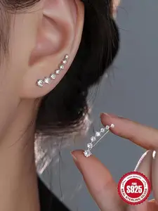 S925 Sterling Silver Light Luxury Style Earrings, High Quality Earrings, Fashionable Earrings for Women & Girls, Trendy All-match & Exquisite Jewelry for Birthday Gift