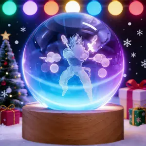 Dragon Z 7-Color Crystal Ball LED Night Light 3.15 Inch 3D Glowing Lamp Perfect Christmas Gift for Room Decor DBZ USB-Powered Ambiance Enhancer