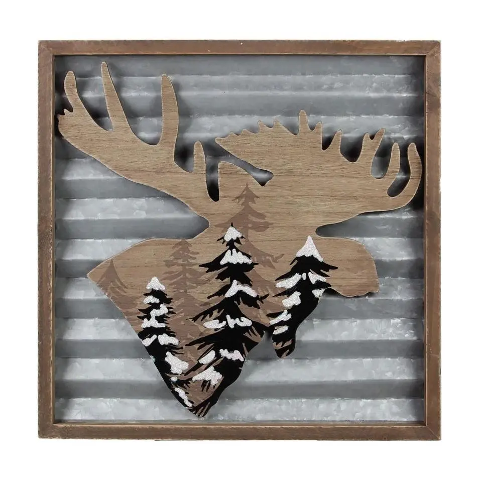 Young's Christmas Moose Design Cutout Wall Sign
