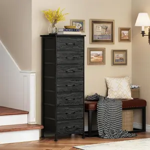 6-Drawer Tall Fabric Bin Dresser with Wood Top & Metal Frame - Bedroom Closet Organizer Cabinet, Nightstand-Style Storage Tower for Living Room#Summer Wins