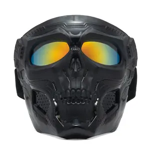 Skull Goggle Mask Riding Mask Safety Road Riding UV Motorbike Glasses Paintball Mask Anti Fog,Tactical Full Face Mask Ski Mask Goggles Detachable Adjustable,Motorcycle Riding Face Protection
