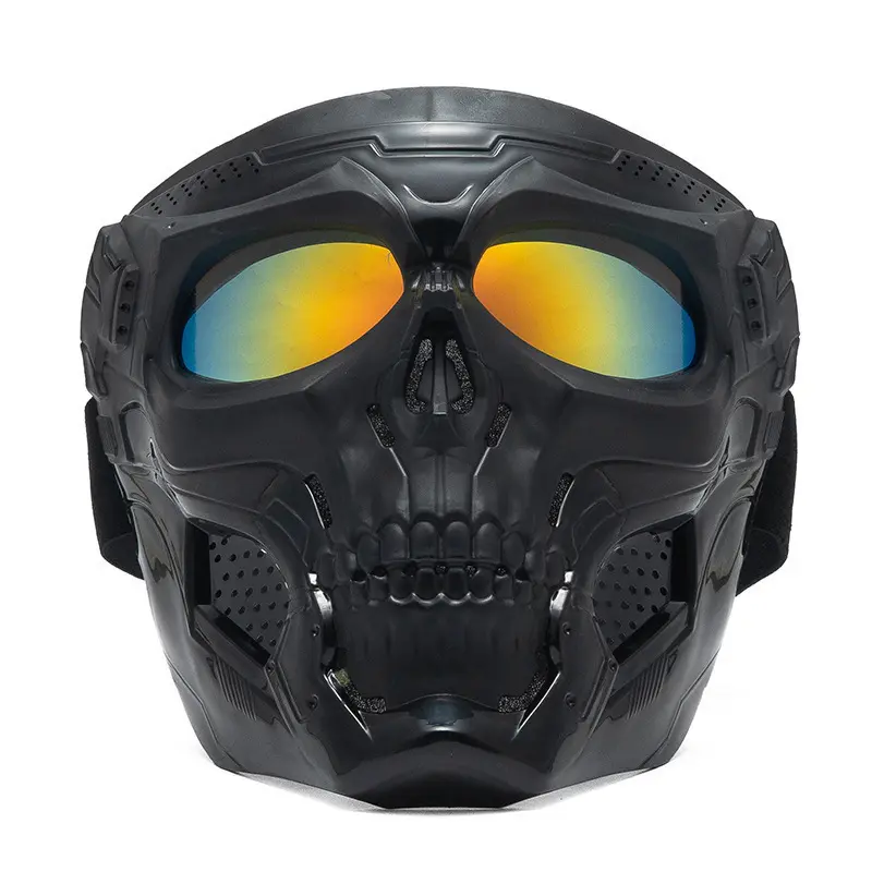 Skull Goggle Mask Riding Mask Safety Road Riding UV Motorbike Glasses Paintball Mask Anti Fog,Tactical Full Face Mask Ski Mask Goggles Detachable Adjustable,Motorcycle Riding Face Protection