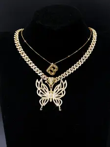 Butterfly & Letter Design Initial Letter Necklace, Fashion Jewelry for Party, Daily Clothing Decor, Trendy All-match & Exquisite Jewelry for Birthday Gift