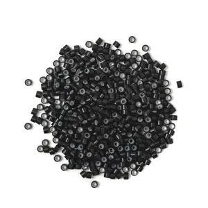 200 Pcs Silicone Lined Micro Links Beads 4.0 mm Tinsel Beads for Hair Extensions (Black)
