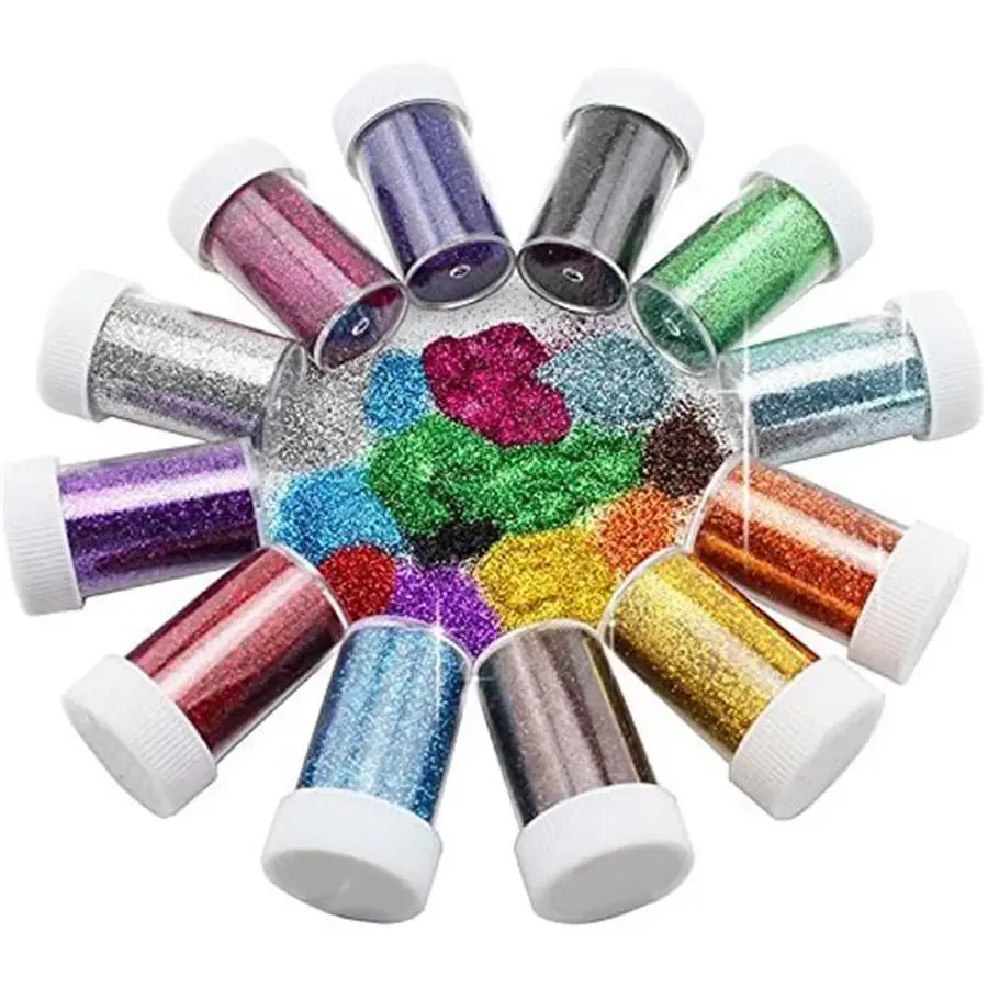 12 Pack Glitter,  Glitter Shake Jar, Multi Assorted Set Extra Fine Glitter for Resin Nail Art Crafts Tumbler Scrapbook Making