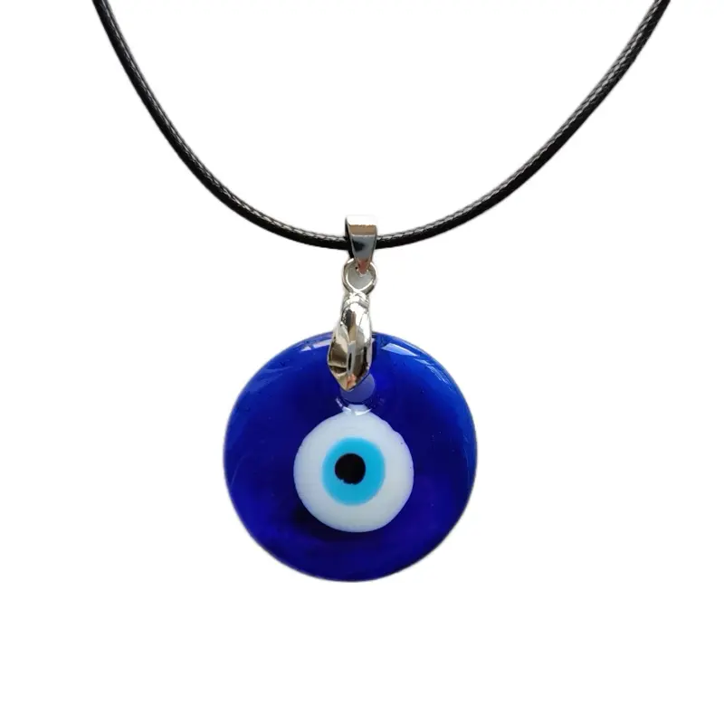 Evil Eye Necklace with Blue Pendant, Simple Design, Adjustable Chain