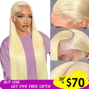 【20”Only $70.77】613 Blonde 13x6 HD Lace Front Wig - Pre-Plucked  Straight Human Hair Lace Front Wigs for Women, Dyeable & Restylable