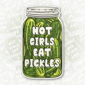 Hot Girls Eat Pickles Stickers, Funny Sarcasm Sticker, Pickle Lover Sticker, Decal Waterproof Die-Cut Vinyl Stickers for Kindle, Laptop