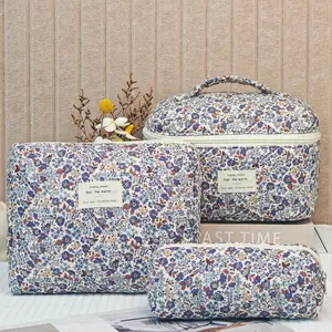 Floral Pattern Makeup Bag Set, 3pcs Large Capacity Travel Cosmetic Storage Bag, Zipper Makeup Organizer Pouch, Versatile Storage Bag for Travel, Gym, Office, Travel Cosmetic Bags