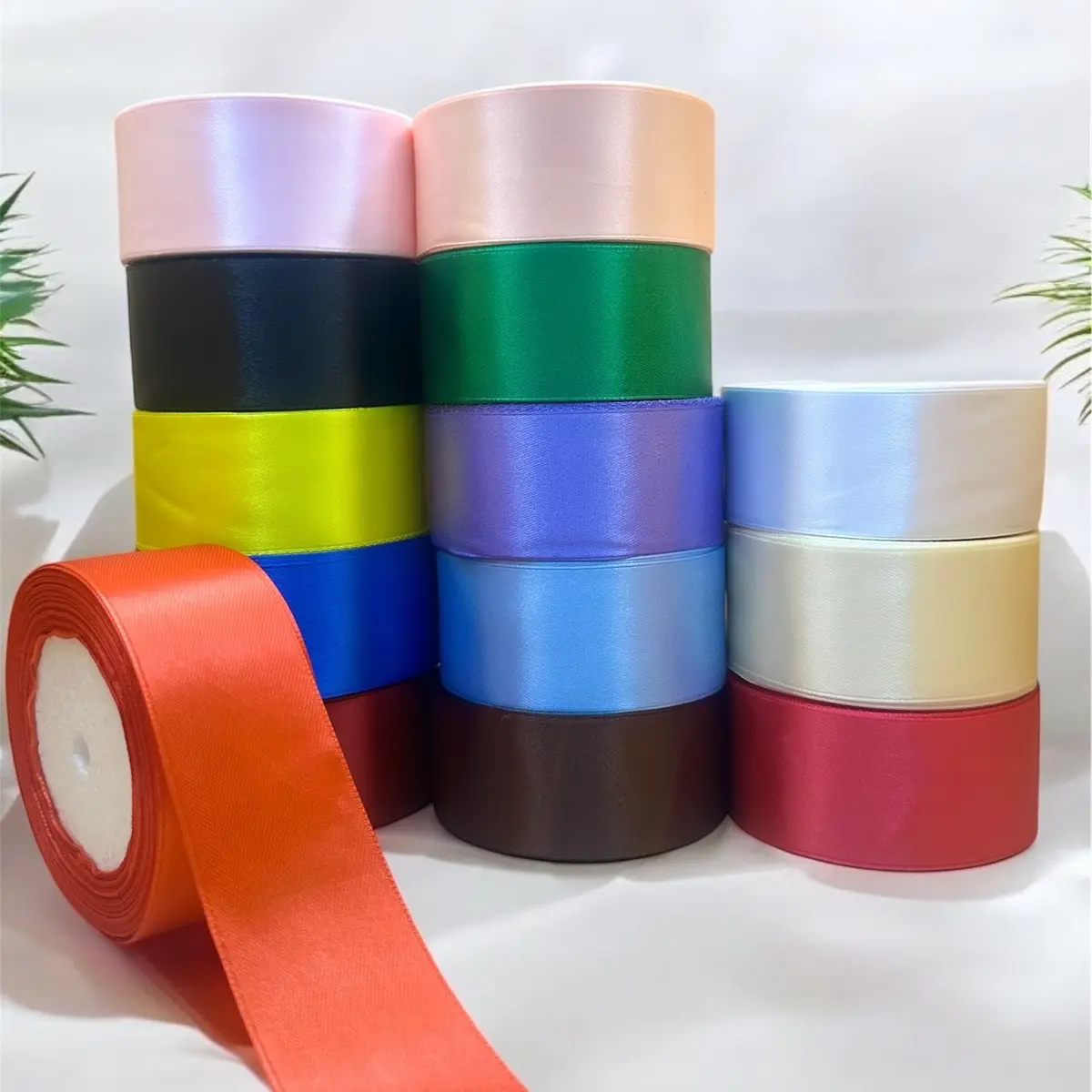 Satin Ribbon - 5 Rolls, 25 yd, 1.5 in Width, Craft Ribbon for Christmas Decor, Baby Showers, Ceremonies, Multi-Purpose Festive Party Home Decoration Supplies