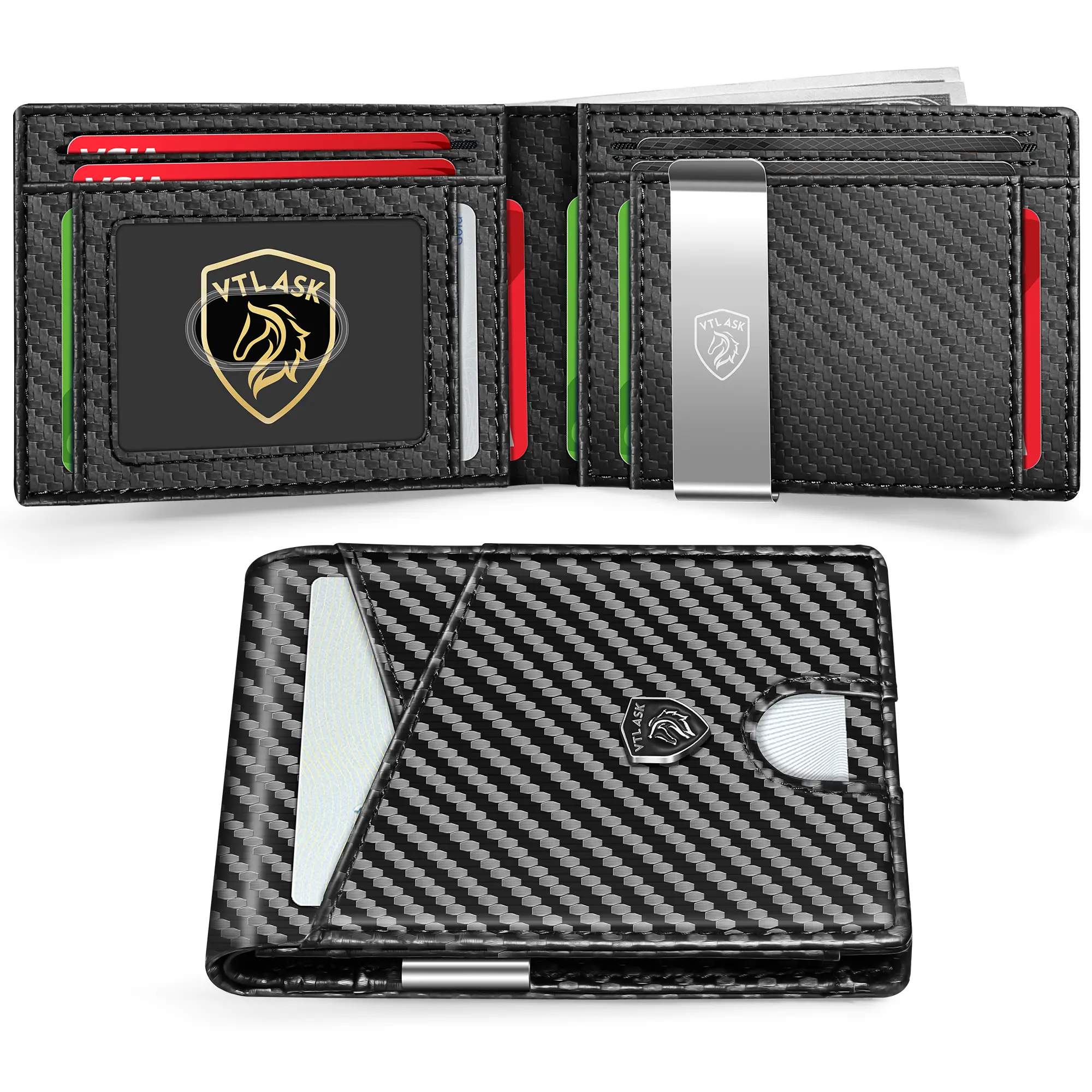 VTLASK New men's wallet in 2026/Slim RFlD Blocking Men'sWallet Ultra Thin RFlD Leather Wallet RFlD Blocking SmartWallet with iD Window Slim RFlD Blocking Wallet normestwallet Ultra-thin RFlD Anti-theft Wallet