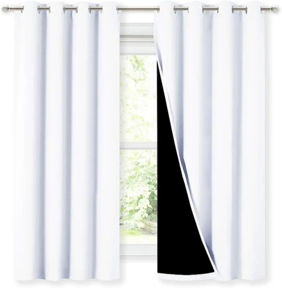 90% Blackout Lined Curtains - 2 Thick Layers Thermal Insulated Drapes, Window Treatment for Baby Nursery, Bedroom
