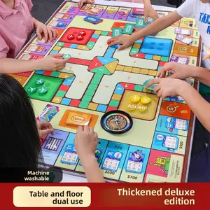 Large Monopoly World Tour Deluxe Edition Board Game for Children and Adults, Flying Chess 2-in-1 Carpet Mat