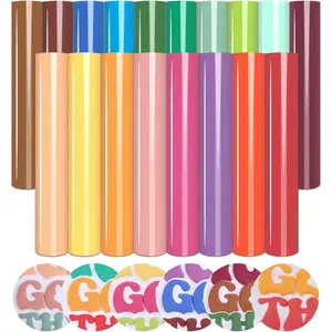 Puff Vinyl Heat Transfer - 18 Sheets 12 x 10inches 3D Foaming HTV Iron on Vinyl for T-Shirts DIY Compatible with Cricut or Silhouette Cameo