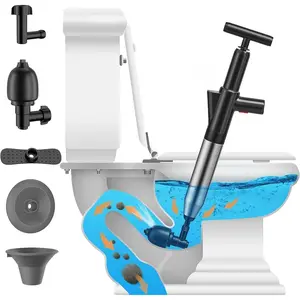 Plunger, High-Pressure Snake, Clog Remover, Air Drain Unclogger with Visual Barometer,, Plungers for