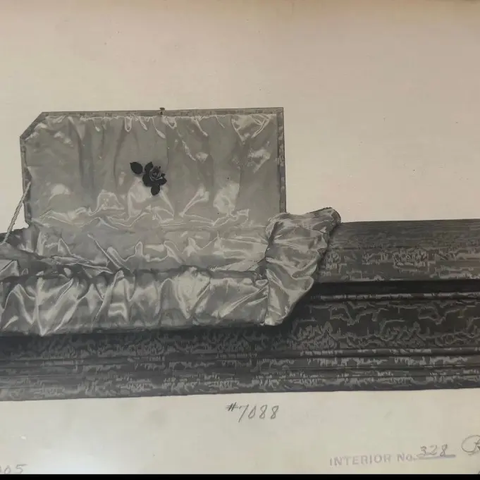 Vintage 14"x8" Funeral Home Casket Interior Sample No.322 Classic Design
