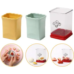 3 Pack Cup Slicers, Fruit Slicer Vegetable Speed Slicer with Push Plate, Cup Egg Slicers, Banana Slicers Strawberry  Quickly Making Fruit Vegetable Salad, Soft Fruits Slicer