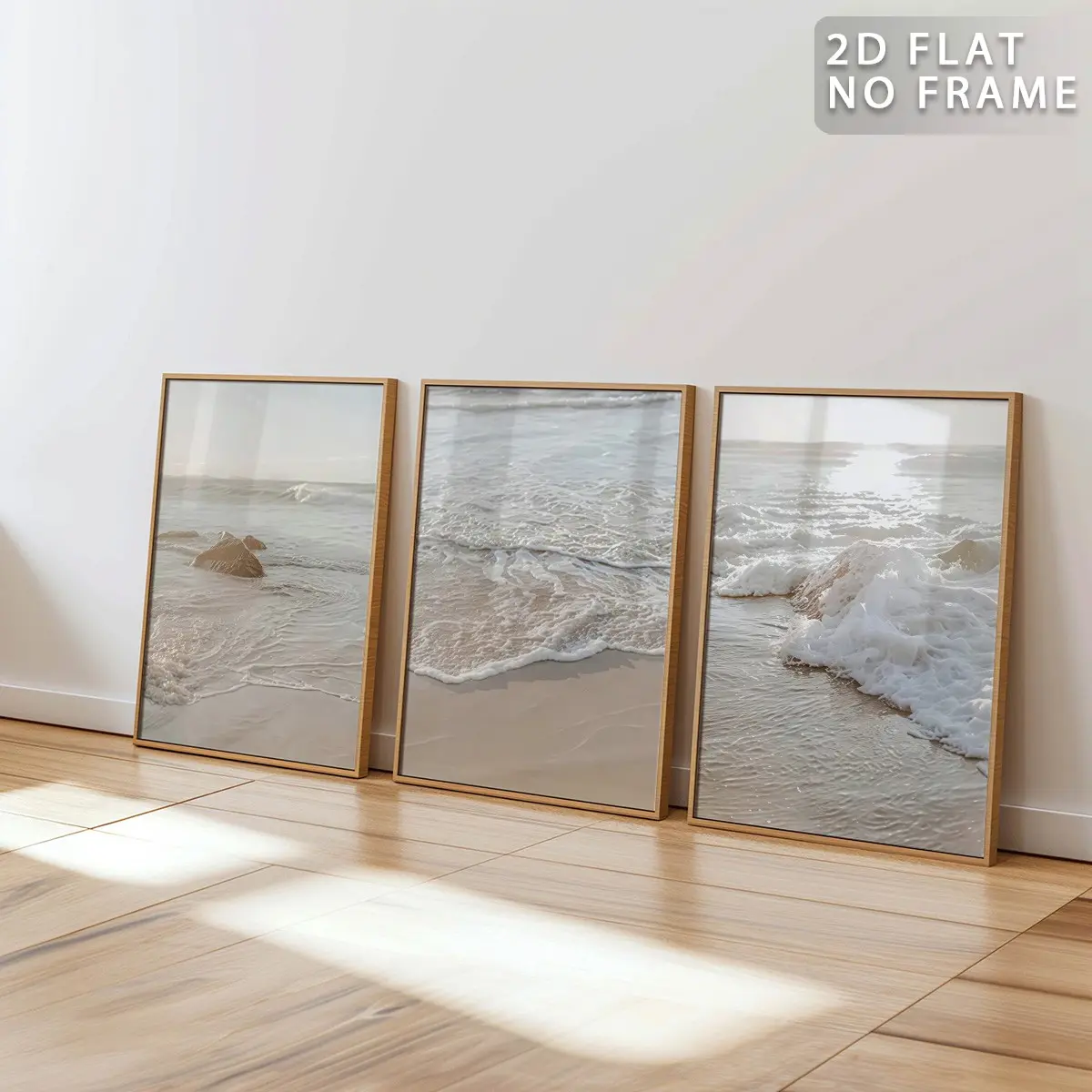3Pcs Unframed Coastal Beach Wall Art Set, Minimalist Ocean Landscape Prints, Artistic, Neutral Beige Beach House Decor, Modern Home Decoration, Minimalist Design, Modern Seaside Poster for Living Room Bedroom, Unframed Painting