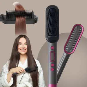 Hair Straightener Brush, thermal brush straightener, 20s Fast Heating Hair Straightening Comb, 6-level Temperature Adjustment Hair Styling Tool for Women & Girls, Hair Styler