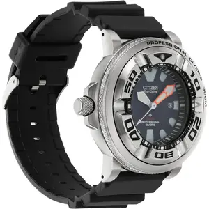 Stainless steel/Silicone Watch band For Citizen Eco-Drive Promaster BJ8050 Sea Dive Watch, with Silver Adapters (Watch is not included))