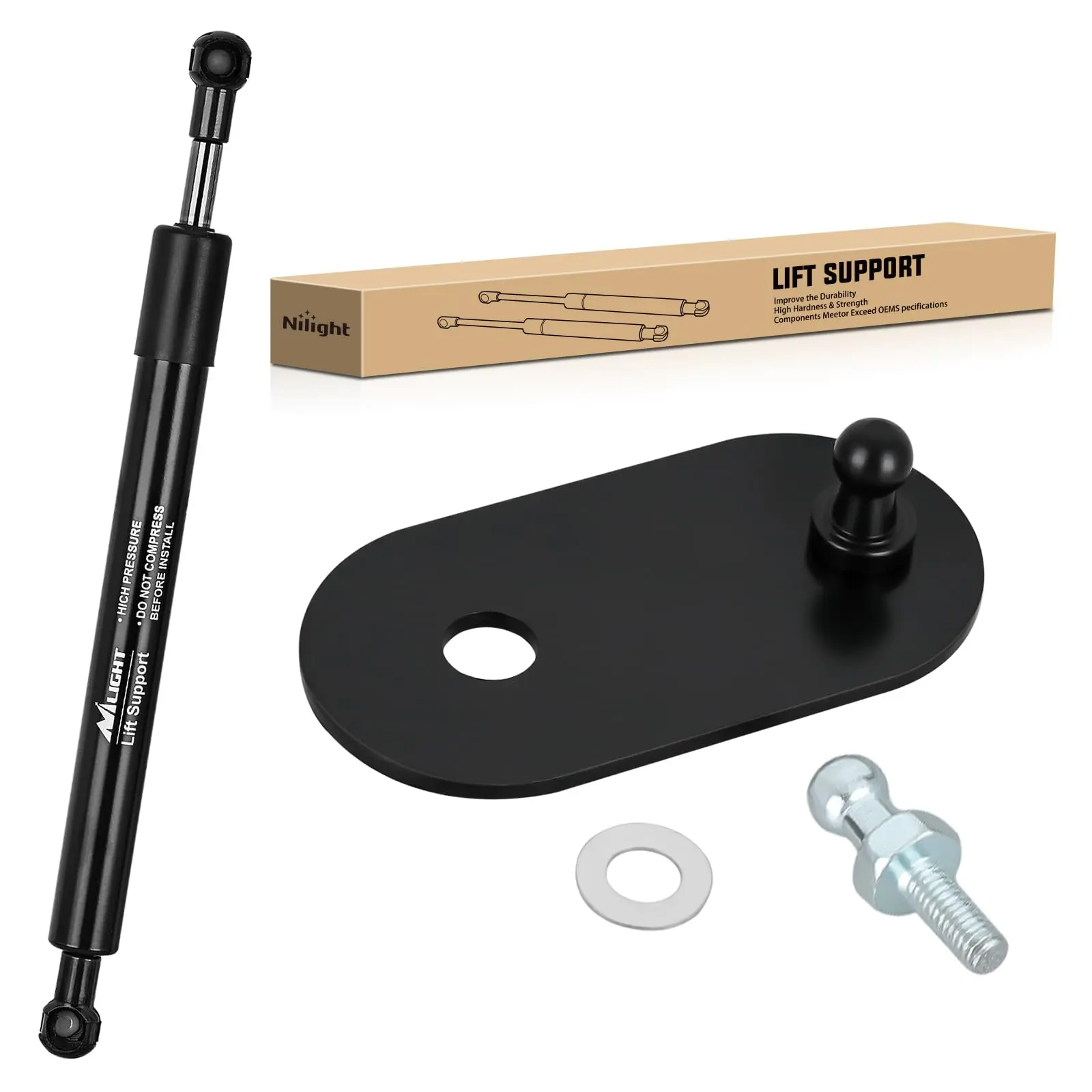 Nilight Steel Pickup Tailgate Assist Shock Absorber - Auto Replacement Part, Wide Compatibility Range, Riveted Mount, Effortless Installation, Nitrogen-Filled Stability, Smooth Drop, High Cycle Life, Lift Support for 07-21 Toyota Tundra Heavy Duty Truck