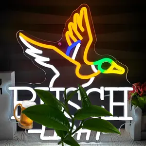 Beer Neon Sign Illuminated DUCK Sign-Great for Hunting Camp Party Man Cave or Bar Easy Install Eco-Friendly LED Light USB Powered Adjustable Brightness
